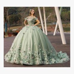 Quinceañera Sage green dress