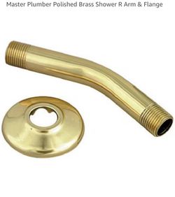 Master Plumber Polished Brass Shower R Arm & Flange