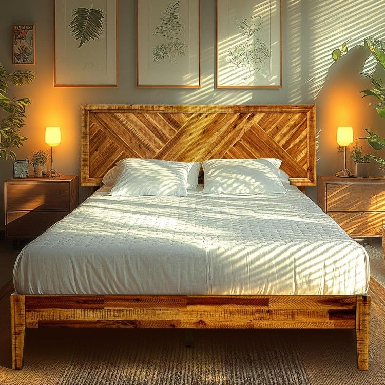 *Brand New* Acacia Sierra King Size Bed Frame with Adjustable Headboard, Walnut