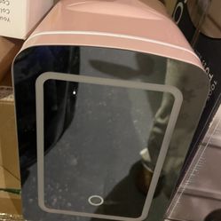 Pink Small Fridge W Mirror 