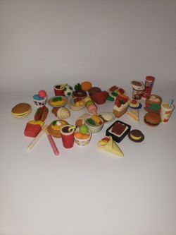 Lot Of Food Dishes Japanese Erasers 