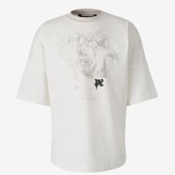 Men's Palm Angels Portrait Pencil Over Off White Graphic Dove T Shirt Size Small