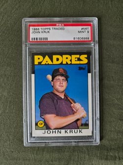 JOHN KRUK 1986 Topps Traded #56T PSA Graded Card MINT 9 MLB San Diego Padres