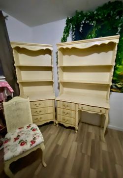 Vintage desk and hutch w chair