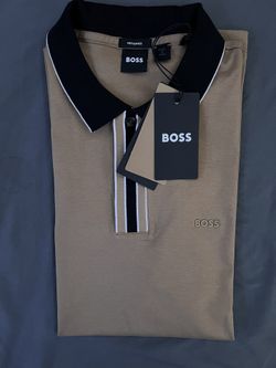 Boss Collar Shirt Brown Black Size M