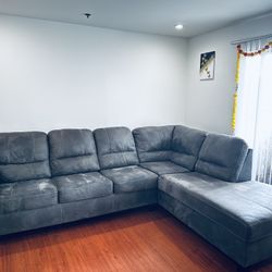 Ashley L-Shaped Faux Leather Sofa – Like New!