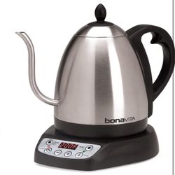 Bonavita 1L Digital Variable Temperature Gooseneck Electric Kettle for Coffee Brew and Tea Precise Pour Control, 6 Preset Temps, Café or Home Use, 100