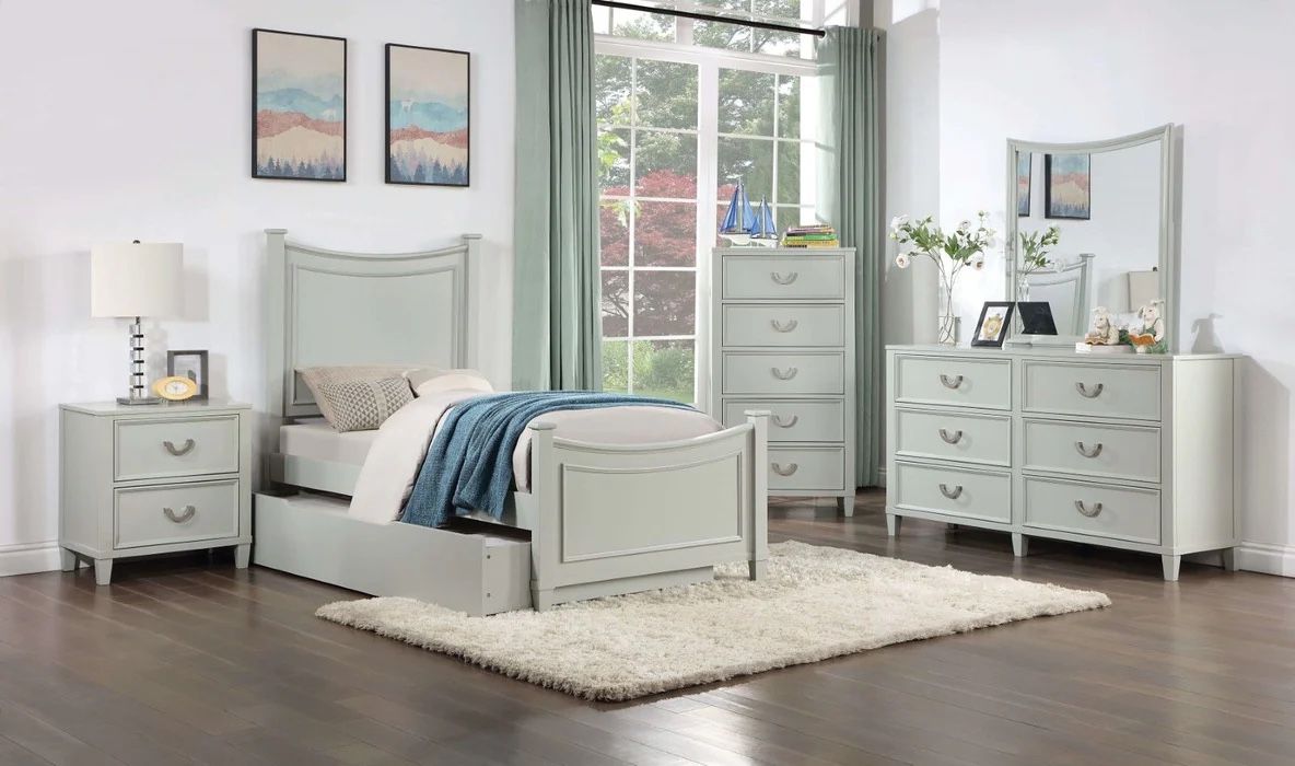 4PC Gray Full Bedroom Set 