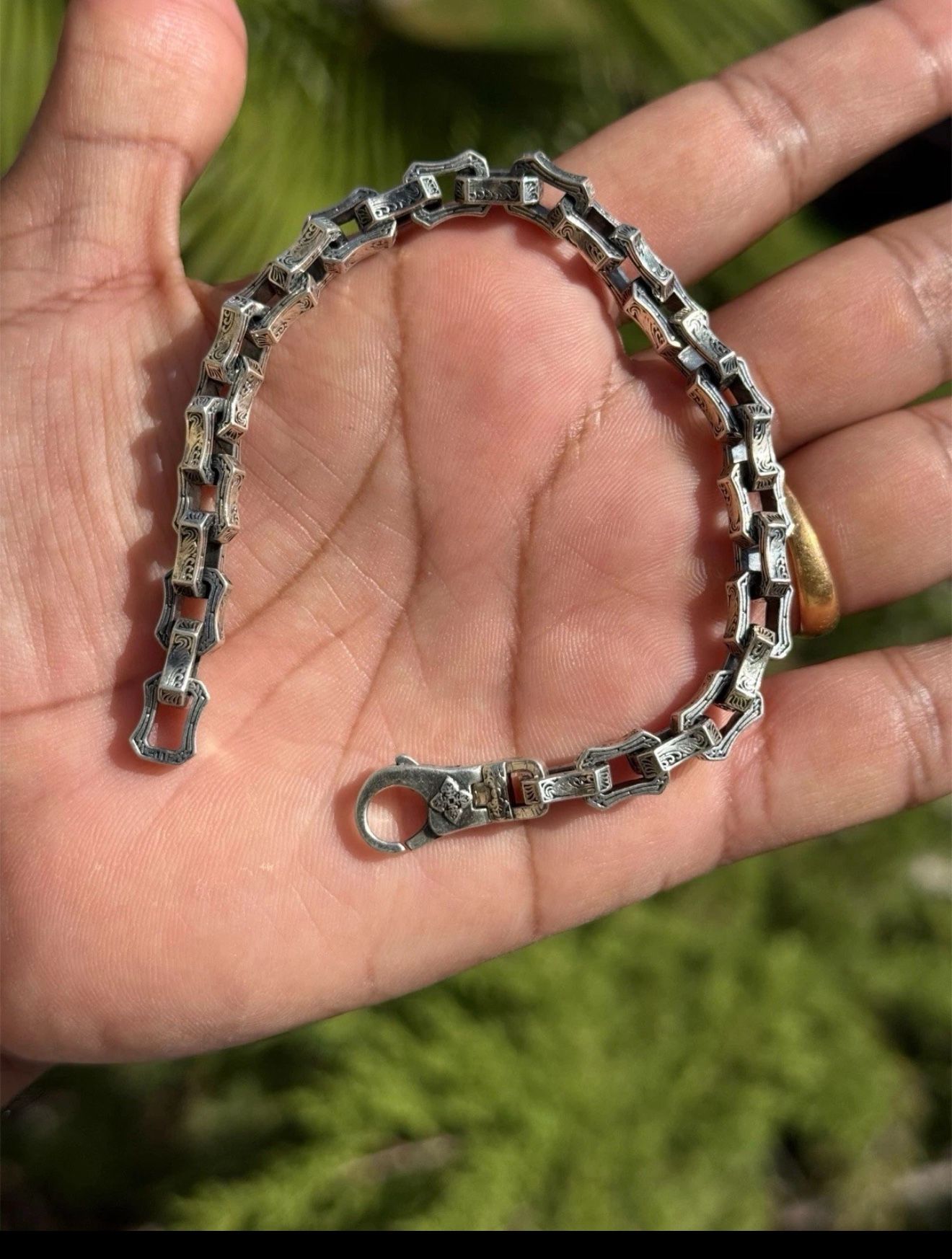 925 Sterling Silver Chain Link Bracelet - 8 Inch, 35 Gram, Handmade Design