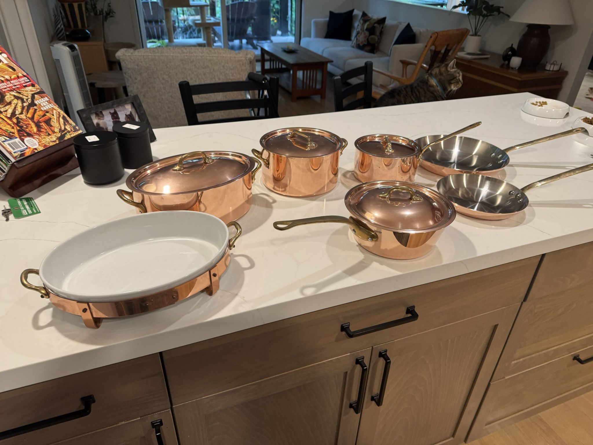 7 Piece copper cookware set