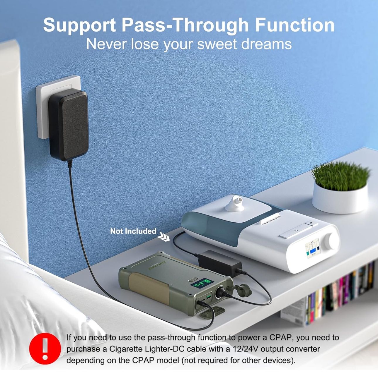 Backup Battery For CPAP 297Wh Power Supply With Comprehensive Cable Set For ResMed S9, AirSense 10, AirSense 11, AirMini, AirCurve 10, Ldeal For Camping & Emergencies. Made By Bluetti. Purchased 10/2020. Prefer