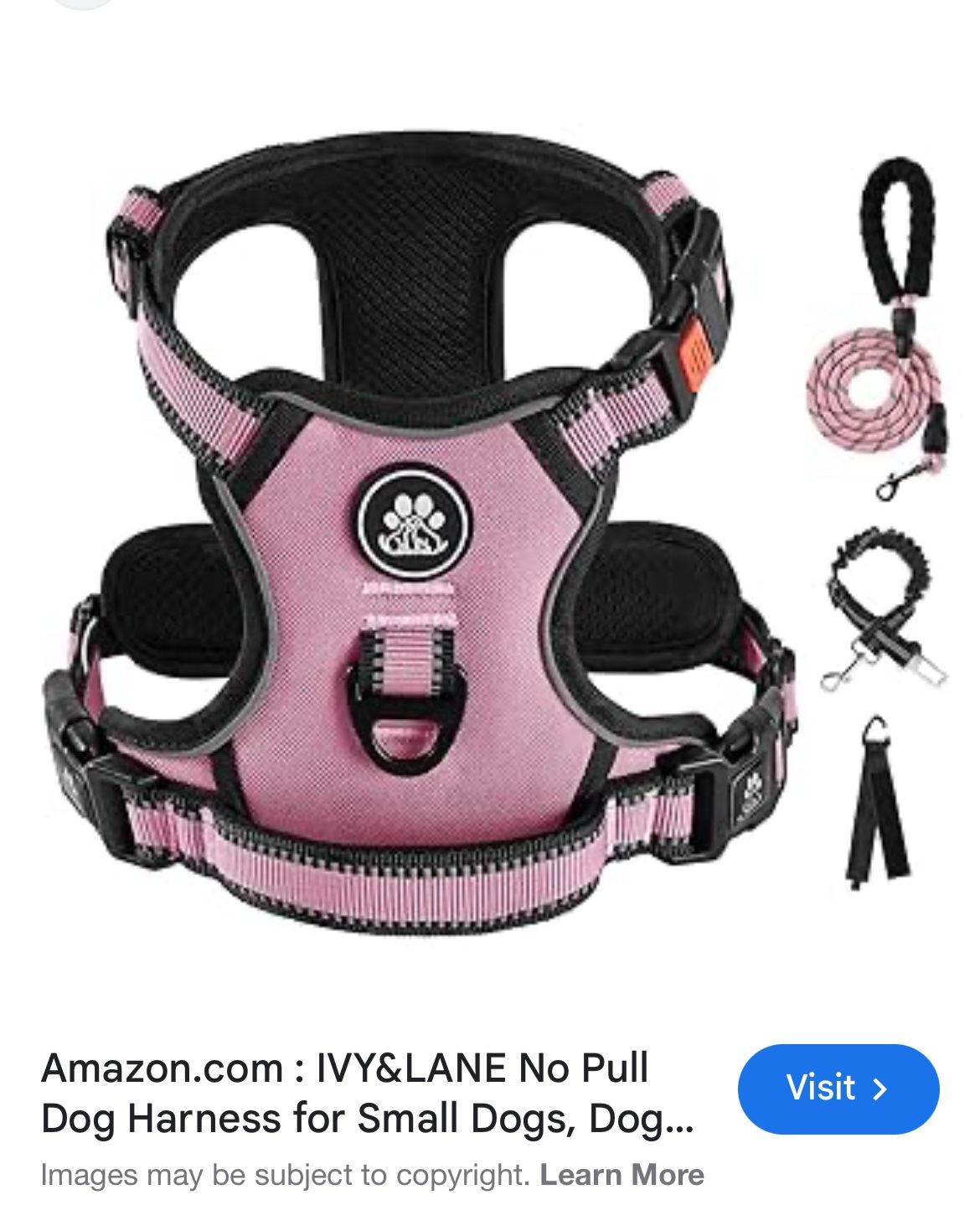 New, No Pull / No Choke Pet Vest Harness; Pink, Size Medium;