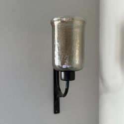 Wall Sconce Candle Holder – Bronze Hammered Glass & Black Metal (2)