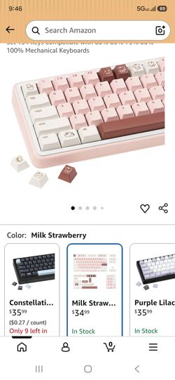 Pink and white cow keycaps