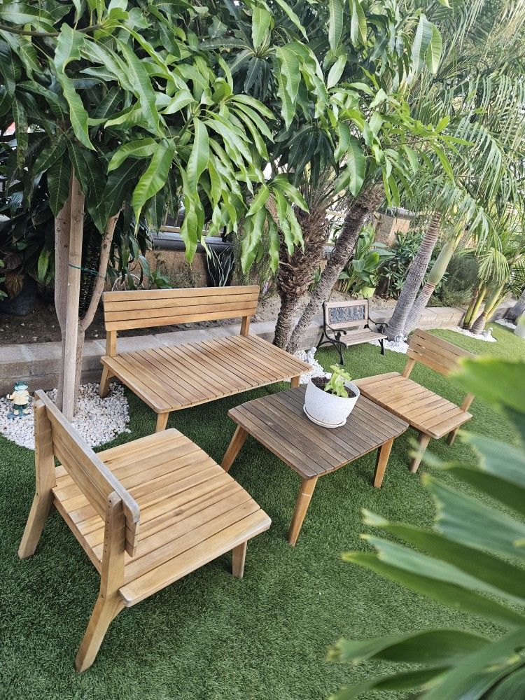 4pc Quality Wood Patio Set/conversation Set/outdoor Furniture/Cash Only
