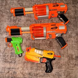 Lot of 4 Nerf & Adventure Force Dart Blasters