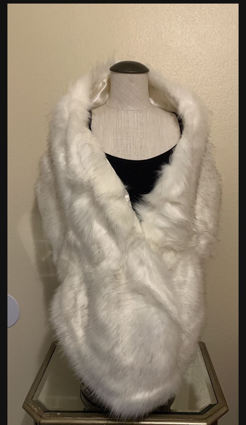 White Faux Fur Shawl