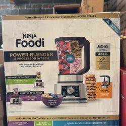 Ninja SS351 Foodi Power Blender & Processor System 1400 WP Smoothie Bowl Maker & Nutrient Extractor* 6 Functions for Bowls, Spreads, Dough & More, sma
