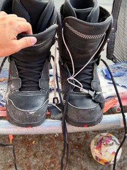 Black Snowboard Boots with Checkered Detail size 10