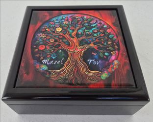 Bat Mitzvah Gift Mazel Tov Jewelry Box Tree Of Life 7"x7"x3" New In Gift Box