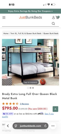Full over queen bunk bed