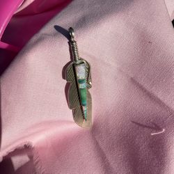 Moving sale! Opal, Silver Feather Pendant