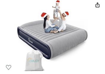 Evajoy Air Mattress with Built-in Pump, Inflatable Air Mattress with Integrated Pillow, Fast Inflation/Deflation, Airbed with Thickened PVC Build, Wat