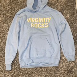 Virginity Rocks Light Blue Hoodie Women S