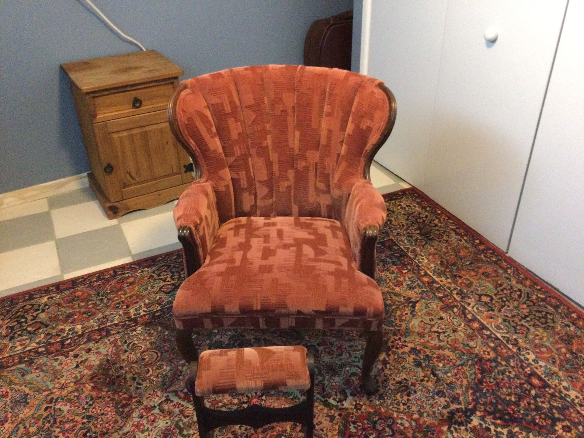 Vintage Chair And Foot Rest