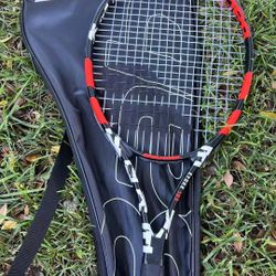 Babolat Evoke 105 Strung Tennis Racquet, Black/Orange (4 1/4" Grip)