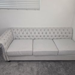 Low Profile Ivory Tufted Sofa