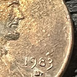 1983 D Penny Coin With Dbl On Mint 