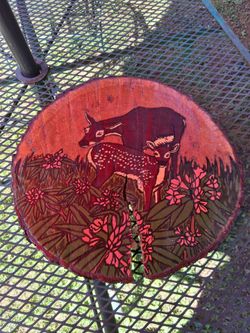 Hand-Painted Deer Wood Slice Wall Art