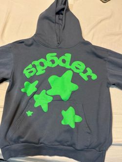 Grey and green beluga Sp5der hoodie size small