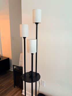 Modern 3-Light Industrial Floor Lamp with Shelves