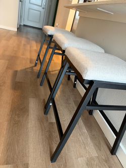 Set of 3 Upholstered Backless Bar Stools