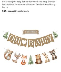 Woodland baby shower themed - decor, plates, napkins