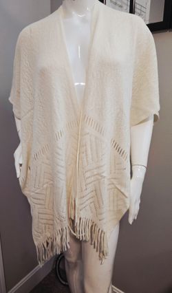 Ferand Women's Travel Cream Shawl Wrap Open Front Poncho Cape for Fall Winter