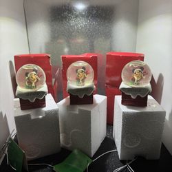 3 2002 Disney Mickey Mouse Christmas Mini Snow Globe Exclusively JCPenney in Box