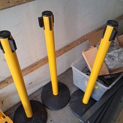 Uline Yellow Crowd Control Posts with Retractable Belt Poles - Black/ Yellow, 11' ( 11ft )