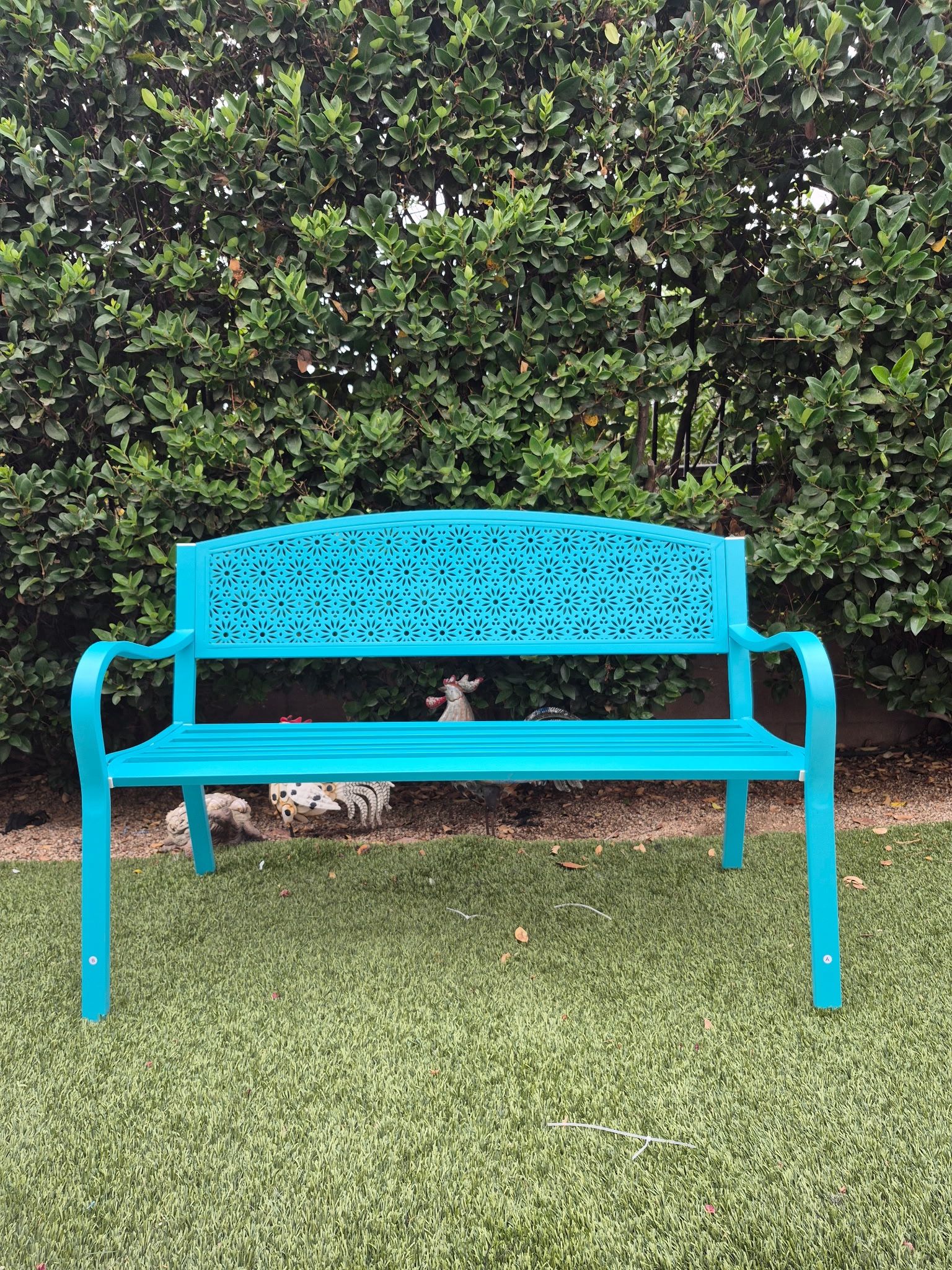 Steel Garden Bench Patio Color: Blue