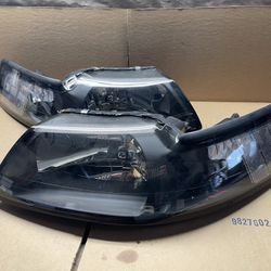  #OH170 FIT 99-2004 Ford Mustang Black Smoked OE Style Halogen Headlight Head Lights Pair Set 1999-04