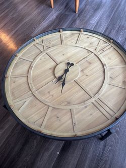 Clock Farmhouse metal and glass top table