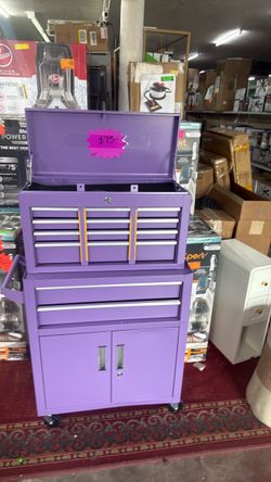 5.0 out of 5 stars (2) 8-Drawer Rolling Tool Chest & Cabinet with Lock and Wheels,Purple Detachable Upper Box, Side Hooks And A Spacious Lower Compart