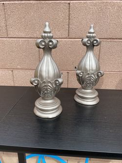 Set/Pair of 2 Taupe Decorative Finials Table Shelf Home Decor by Lauren Hancock 