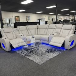 New Power Recliner Sectional With Massage Bluetooth Speakers & LED Light. Delivery & Set Up Available 