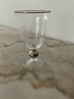 Makasa Clear Gobblets Glass with Silver Rim and Ball Stem