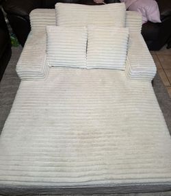 Cream Corduroy Sleeper Sofa(trade4deskand chair)