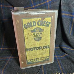Vintage Gold Crest Motor Oil Can 