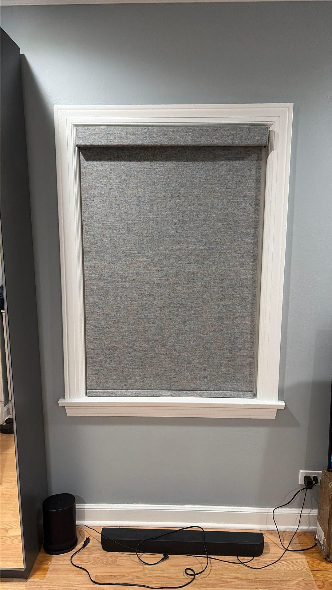 New Grey Light Filtering Linen Roller Shade.